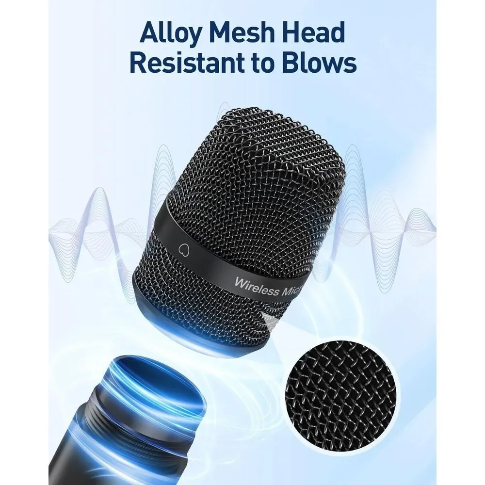 2 Pack Wireless Microphones UHF Metal Dual Handheld Cordless‎ Dynamic 260Ft